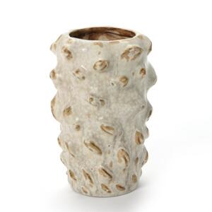 Axel Salto Vase af stentøj modelleret i spirende stil. Dekoreret med lysegrå glasur med okkerbrune elementer. Sign. Salto, 3524. Kgl. P. H. 18.