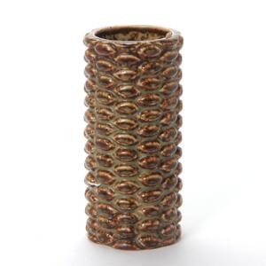 Axel Salto Cylinderformet vase af stentøj modelleret i knoppet stil. Dekoreret med sungglasur. Sign. Salto, 20685. Kgl. P. H. 15,8.