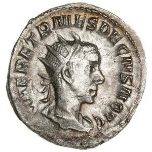 Romerske kejserdømme, Herennius Etruscus, antoninianus 250 - 251 e. Kr., Seaby 9523