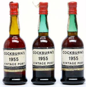 3 bts. ½. Cockburns Vintage Port 1955 Bottled in DK. AB ts.