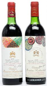 1 bt. Château Mouton Rothschild, Pauillac. 1. Cru Classé 1978 AB ts.  etc. Total 2 bts.