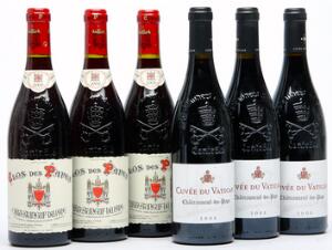 3 bts. Chateauneuf-du-Pape, Clos des Papes, Paul Avril 2000 A hfin.  etc. Total 6 bts.