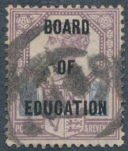 England. BOARD OF EDUCATION. 1902. Victoria. 5 s. lillablå. Stemplet eksemplar. SG £ 1100