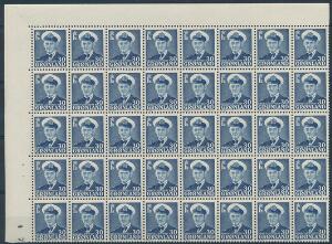 1953. Fr.IX. 30 øre, blå. Arkdel med 40 postfriske mærker. AFA 10400