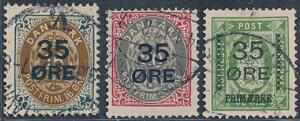 1912. 35 øres provisorier. Komplet sæt stemplet. AFA 1900