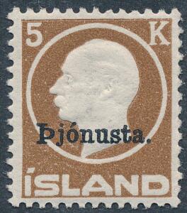 1922. Fr.VIII. 5 kr. brun. Postfrisk. Facit 4200