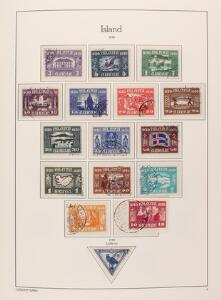 Island. 1873-2005. Stemplet samling i 2 Leuchtturm album med 3 Skillingsmærker, Konger, Altinget, Luftpost. Næsten komplet fra 1950.