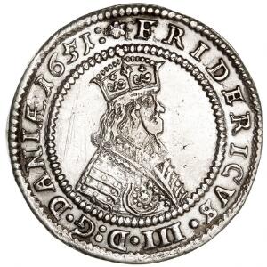 Frederik III, krone 1651,  H 84A, Aagaard 6.2, renset og poleret i felter
