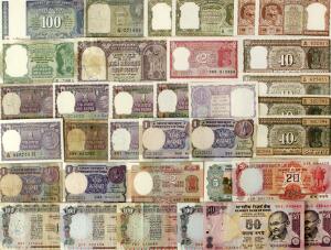 Indien, lille lot overvejende ucirkulerede sedler, lidt dubletter, i alt 67 stk.