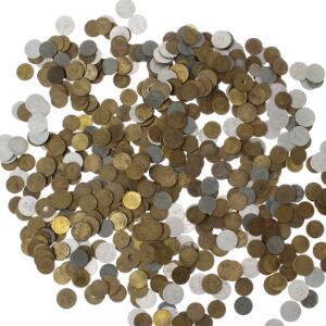Æske med samling af el- og gasmønter, i alt flere hundrede stk. byttere kan forekomme