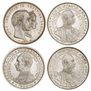Erindringsmønter 1892-196823 2 kr 1876 1 kr 1875, 1892, 1915. Tyskland, Preussen, 5 mark 1900 samt 2 diverse. 30