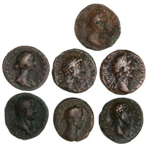 Romerske kejserdømme, 16 kobbermønter, as-sestertier, fra Augustus - Commodus