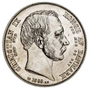 Christian IX, 2 rigsdaler 1863, H 3 - slået i anledning af tronskiftet, rensetpudset