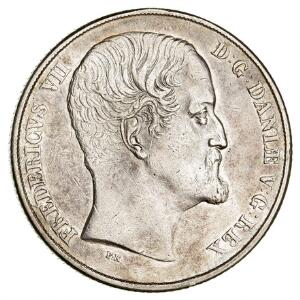 Frederik VII, speciedaler 1849, H 4A, lille kantskade, ellers pæn