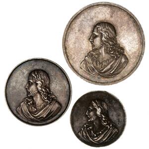 Tyskland, 3 sølvmedailler med religiøse motiver, Loos, Sommer B 4, B 14, -