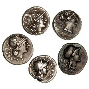 Romerske republik, 5 denarer, 150 - 89 f.Kr.