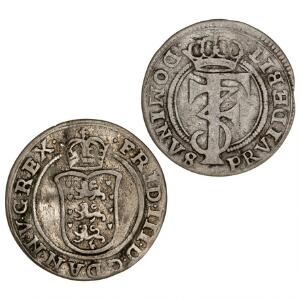 Frederik III, 4 skilling 1665, 1667, H 136A, 137. 2