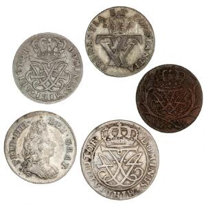 Frederik IV - Frederik V, 5 skillingsmønter