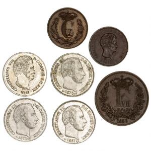 Christian VIII - Christian IX, 7 skillingsmønter i gode kvaliteter