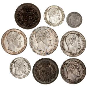 Frederik VII, lille samling mønter, rigsdaler - 12 sk, 17 stk
