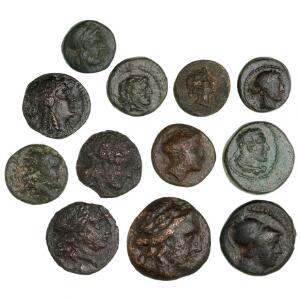 Antikkens Grækenland, 12 kobbermønter, 2,27 - 8,00 g
