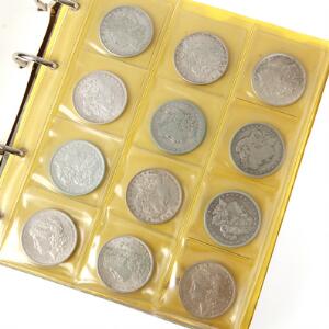 USA, album med årgangsmønter, bl.a. en del Morgan og Liberty sølvdollars samt diverse andre ældre sølvmønter, en samling der så absolut er et gennemsyn værd