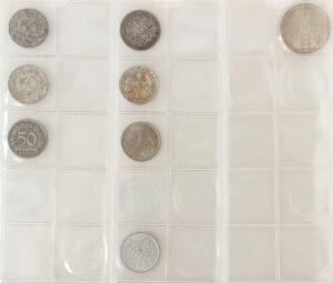Tyskland, tyske rige - 3. rige, samling mønter opsat i 5 albumsider inkl. Reichsmark 1926 J, kv. 1