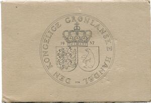 Grønland, 1 kr 1957 2 stk. i kartonomslag fra Den Kongelige Grønlandske Handel