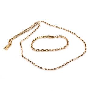Halskæde og armbånd af 14 kt. guld. L. 58 og 17,8 cm. Vægt ialt 28 gr. Ca. 1970. 2