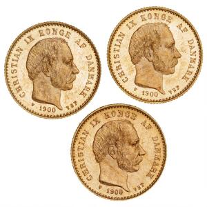10 kr 1900, H 9A, F 296, i alt 3 stk.