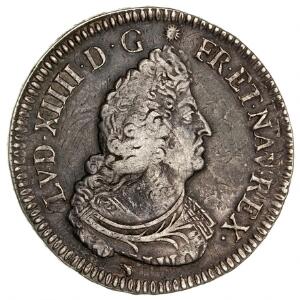 Frankrig, Ludvig XIV, Ecu 1702, Lyon D, KM 329.6, overpræget på Ecu 1690