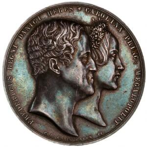 Christian VIII, Medaille, kronprins Frederik  Caroline 10 juni 1841, Thorvaldsen inv.  Krohn FEC, 44 mm, 42,5 g., små kanthak, patina