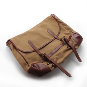 Ralph Lauren Lys brun taske med brune læder besætninger, skulderrem og dobbelt spændelukning. L. ca. 44 cm. H. ca. 35 cm.