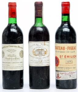 1 bt. Château Cheval Blanc, 1. Grand Cru Classé A 1976 A hfin.  etc. Total 3 bts.