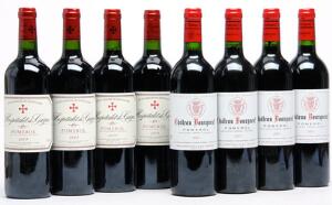 4 bts. Château Bourgneuf, Pomerol 2003 A hfin.  etc. Total 8 bts.