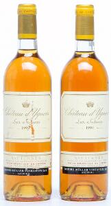 2 bts. Château dYquem, Sauternes. 1. Grand Cru Classé 1990 A-AB bn.