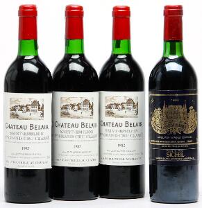 1 bt. Château Palmer, Cantenac - Margaux. 3. Cru Classé 1982 AB ts.  etc. Total 4 bts.