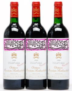 3 bts. Château Mouton Rothschild, Pauillac. 1. Cru Classé 1988