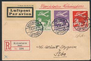 1925. Gl. Luftpost, 10-25 øre på flot brev til ÅBO