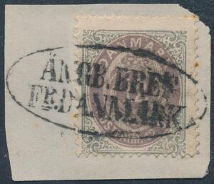1875. 12 øre violet. Klip med ovalt svensk skibsstempel