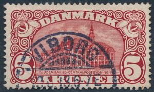 1912. 5 kr. Posthus, brunrød. Vm.III. Pragtstemplet VIBORG 13.6.18