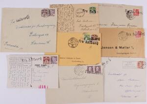 Danmark. 1928-1955. Lot med 8 breve og kort. Alle med skibsstempler FRA AALBORG