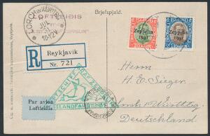 1931. Zeppelin, 30 aur og 1 kr. på nydeligt brevkort til Tyskland
