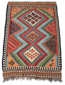 Semiantik Kelim tæppe, prydet med gentagelsesmønster. Afghanistan. 20. årh. 245 x 160.