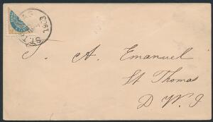 1903. HALVERET 4 cents, brunblå. Lokal-brev fra ST. THOMAS 20.1.1903