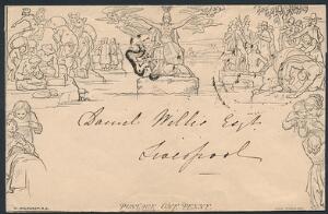 England. 1838. One Penny, Mulready-Letter Sheet, sendt til Liverpool