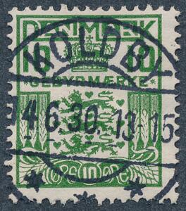 1926. Gebyrmærke. 10 øre, grøn. LUXUS-stempel KOLDBY 14.6.30.