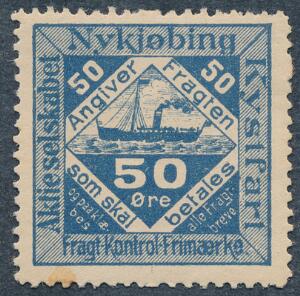 Nykjøbing Kystfart. 50 Øre, blå.