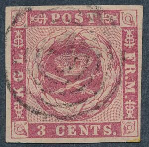 1866. 3 cents, karminrosa. Flot stemplet eksemplar. AFA 800