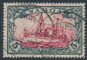 Samoa. 1900. 5 Mark, blåsortrød. Stemplet. Sign. Bothe BPP. Michel EURO 600
